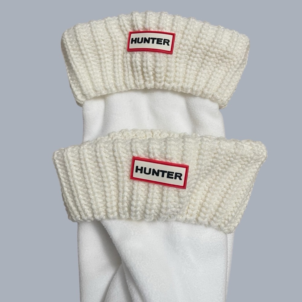 Hunter Cream Knit Boot Cuffs with Branded Patch